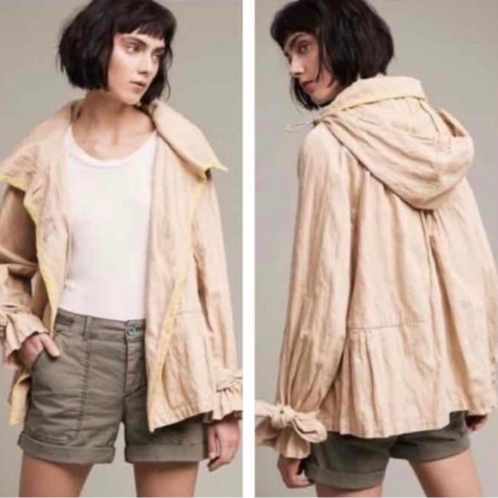 Anthropologie HeiHei Flare Swing Tier Tent Jacket Detachable hood